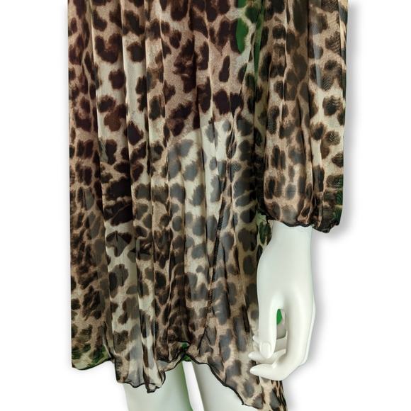 Jordan Taylor Cheetah Brown Sheer Long Sleeve Top XL - Picture 11 of 13